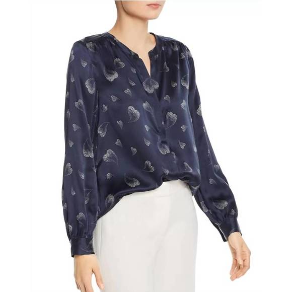 Joie Silk Blouses NEW JOIE Mintee Midnight Silk Blouse In Navy